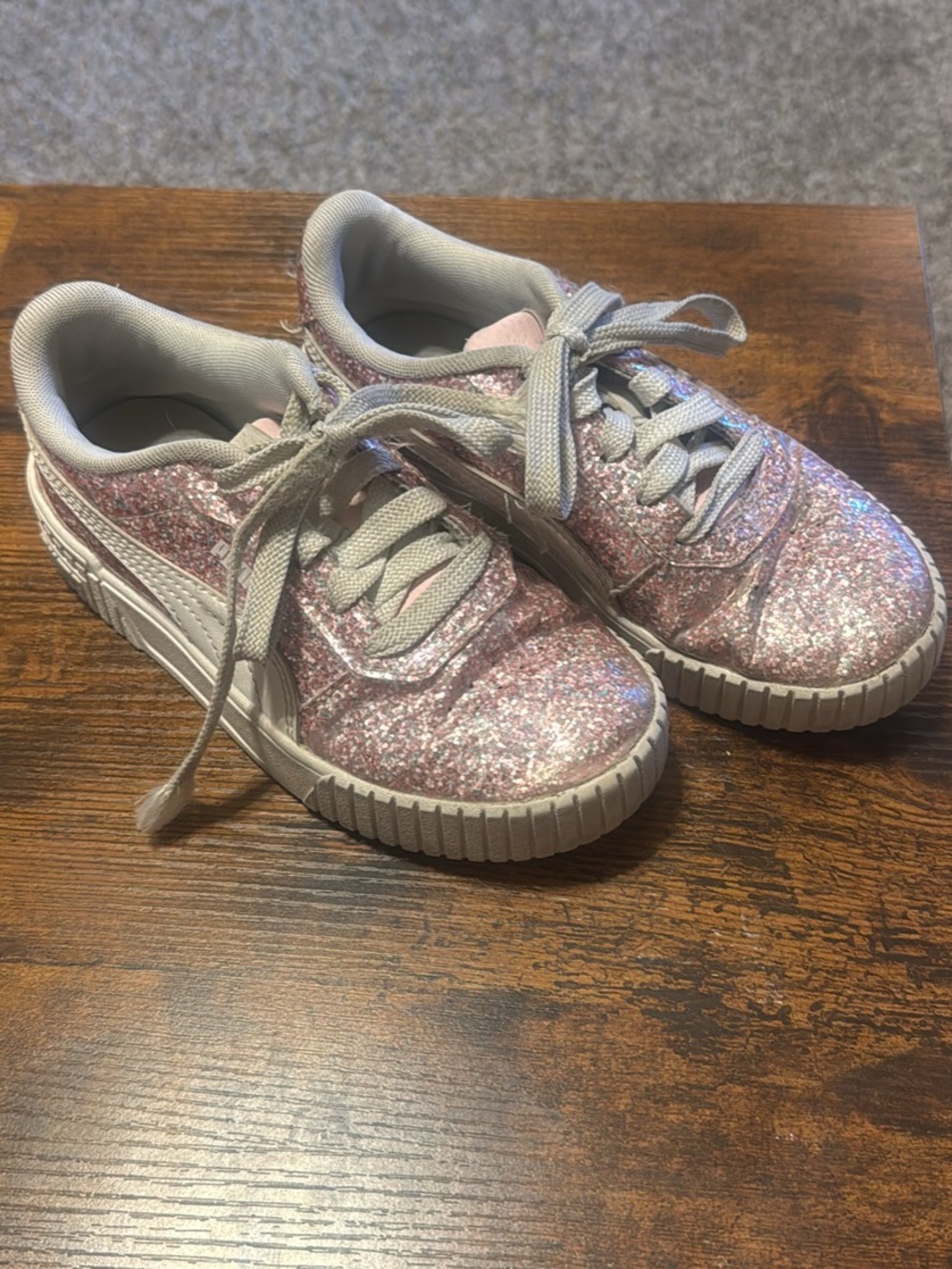 Kids Glitter Puma Lace-Up Sneakers - Pink
